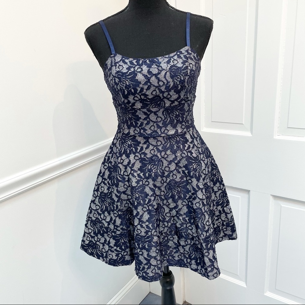 NWT Xtraordinary metallic lace fit and flare dress